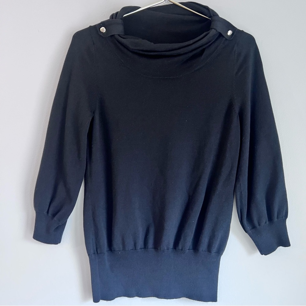 Banana Republic Silk-Blend Sweater in Black with 3/4 Length Sleeves Size Small